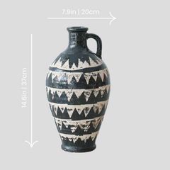 Handmade tall antique "Noir & Ivory Dreams" vase