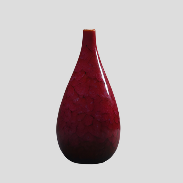 Small handmade kiln-fired "Ruby Blossom" vase