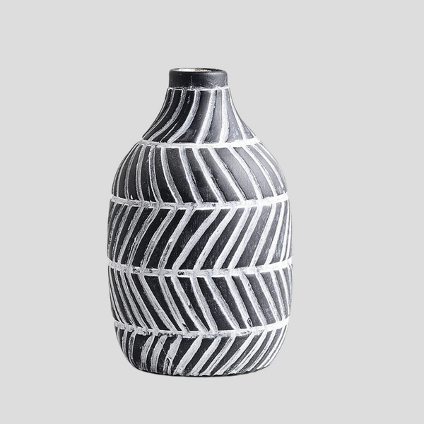Handmade dark minimalistic "Chevron Symphony" vase