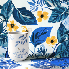 Hand-painted artistic "Royal Garden" cup - 180mL - Crafty-Clayworks