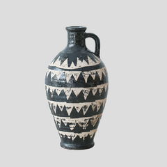 Handmade tall antique "Noir & Ivory Dreams" vase