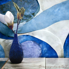 Small handmade kiln-fired "Sapphire Serenity" vase