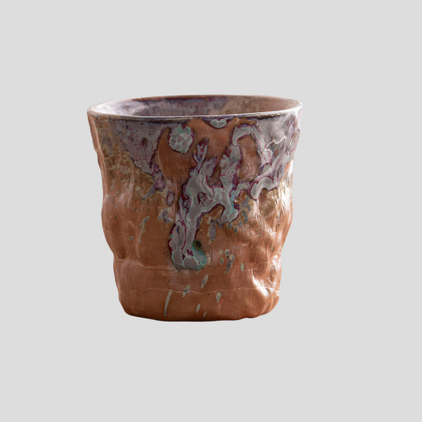 Handmade uneven antique "Marbled Mountain" cup - 140mL - Crafty-Clayworks