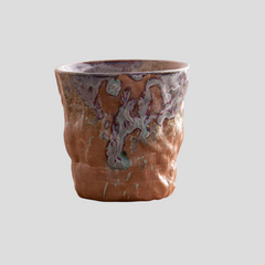 Handmade uneven antique "Marbled Mountain" cup - 140mL - Crafty-Clayworks