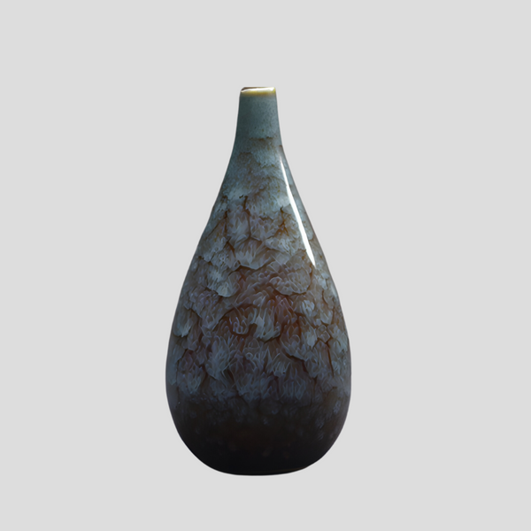 Small handmade kiln-fired "Emerald Earthstone" vase