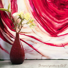 Small handmade kiln-fired "Ruby Blossom" vase