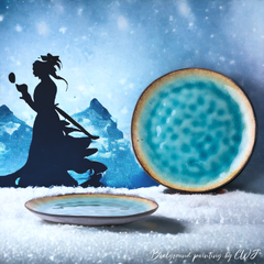 Handmade uneven glazed "Ice Queen" plate - Crafty-Clayworks
