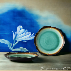 Handmade fission glazed ceramic "Lotus" plate - Crafty-Clayworks
