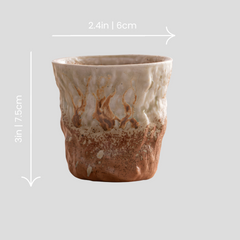 Handmade uneven antique "Marbled Mountain" cup - 140mL - Crafty-Clayworks