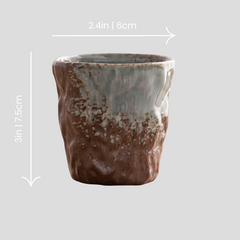 Handmade uneven antique "Marbled Mountain" cup - 140mL - Crafty-Clayworks