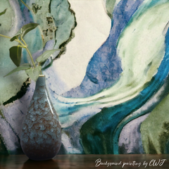 Small handmade kiln-fired "Emerald Earthstone" vase