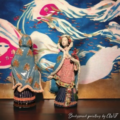 Large Japanese hand-painted woman sculpture - "Winter" - Crafty-Clayworks