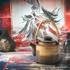 Handmade nostalgic Japanese "A Samurais Spirit" teapot - 1000mL - Crafty-Clayworks