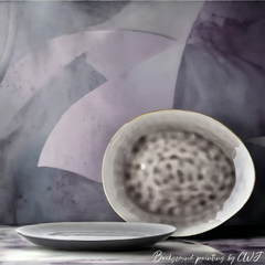 Handmade artistic and glazed oval "Twilight Gleam" serving platter - Crafty-Clayworks