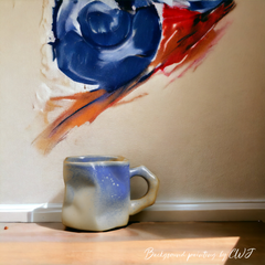 Handmade artistic and uneven "Blueberry Pie" mug - 300mL - Crafty-Clayworks