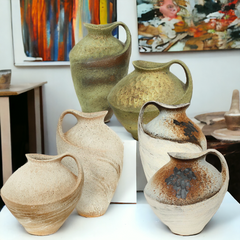 Large tall handmade masterpiece wabi-sabi style vase - beige - Crafty-Clayworks