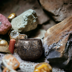 Handmade "Gilded Veins" mug with wooden handle - 230mL - Crafty-Clayworks