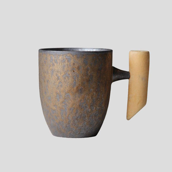 Handmade Japanese mug with wooden handle - 12oz Crafty-Clayworks