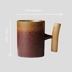 Handmade Japanese mug with wooden handle - 12oz Crafty-Clayworks
