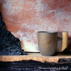 Handmade Japanese mug with wooden handle - 12oz Crafty-Clayworks