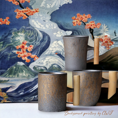 Handmade Japanese mug with wooden handle - 12oz Crafty-Clayworks
