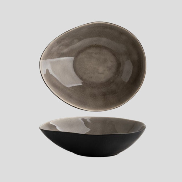 Handmade bowl with irregular shape - dark gray Crafty-Clayworks