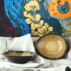 Handmade bowl with irregular shape - yellow Crafty-Clayworks