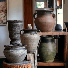 Handmade dark grey vase with engravings Crafty-Clayworks