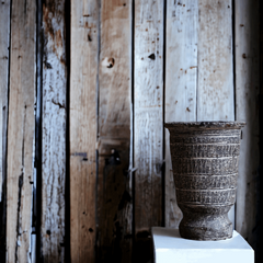 Handmade dark grey vase with engravings Crafty-Clayworks