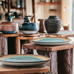Handmade oval blue glazed serving platter Crafty-Clayworks