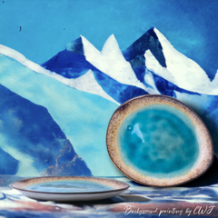 Handmade oval blue glazed serving platter Crafty-Clayworks