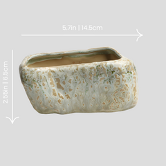 Handmade rustic and naturalistic flowerpot - Green Variscite stone Crafty-Clayworks