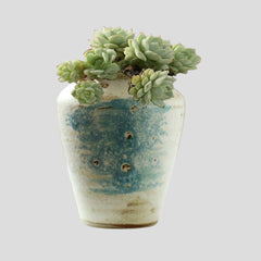 Handmade rustic blue-painted flowerpot Crafty-Clayworks