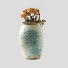 Handmade rustic blue-painted flowerpot Crafty-Clayworks