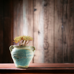 Handmade rustic blue-painted flowerpot Crafty-Clayworks