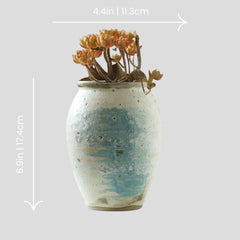 Handmade rustic blue-painted flowerpot Crafty-Clayworks