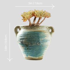 Handmade rustic blue-painted flowerpot Crafty-Clayworks