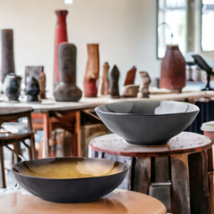 Handmade salad bowl - dark gray Crafty-Clayworks