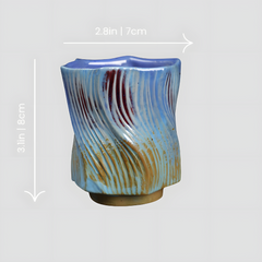 Handmade edgy blue "ZiggyZaggy" cup - 5oz