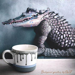 Handmade glazed "Crocodile Tears" mug - 15oz