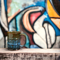 Large handmade kiln-fired "Toxic Waist" mug - 20.3oz