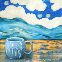 Handmade glazed "Cloudy Sky" mug - 13.5oz