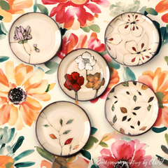 Hand-painted nature inspired "Botanical Bliss" plate