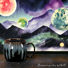 Handmade glazed "Midnight Emerald" mug - 13.5oz