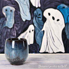Handmade glazed "Spectral Storm" cup - 6.8oz