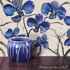 Handmade glazed "Blue Orchid" mug - 13.5oz