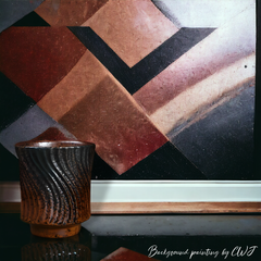 Handmade round black and brown "ZiggyZaggy" cup - 5oz