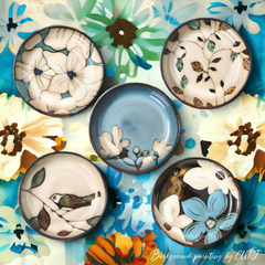 Hand-painted nature inspired "Botanical Bliss" deep plate