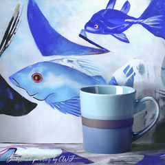 Handmade glazed "Oceanic Whispers" mug - 11oz