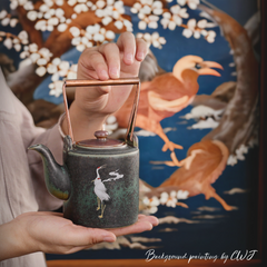 Small handmade ceramic "Wǔ Qīng Fēng" teapot - 310mL - Crafty-Clayworks